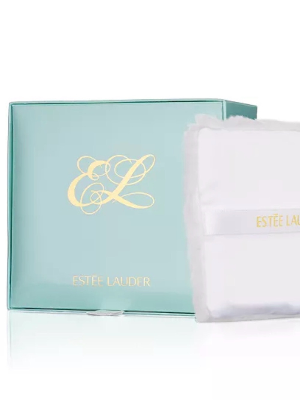 Estee Lauder White Velvet Cosmetic Puff with Mint Green Box